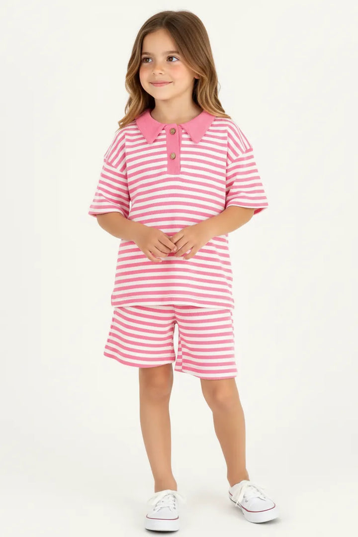 Ensemble Fille 2 Pièces en Tissu Lacoste Rayé