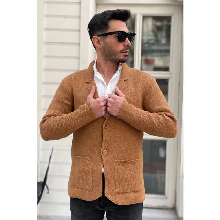 Veste tricot homme gris anthracite à poches coupe ajustée-21099