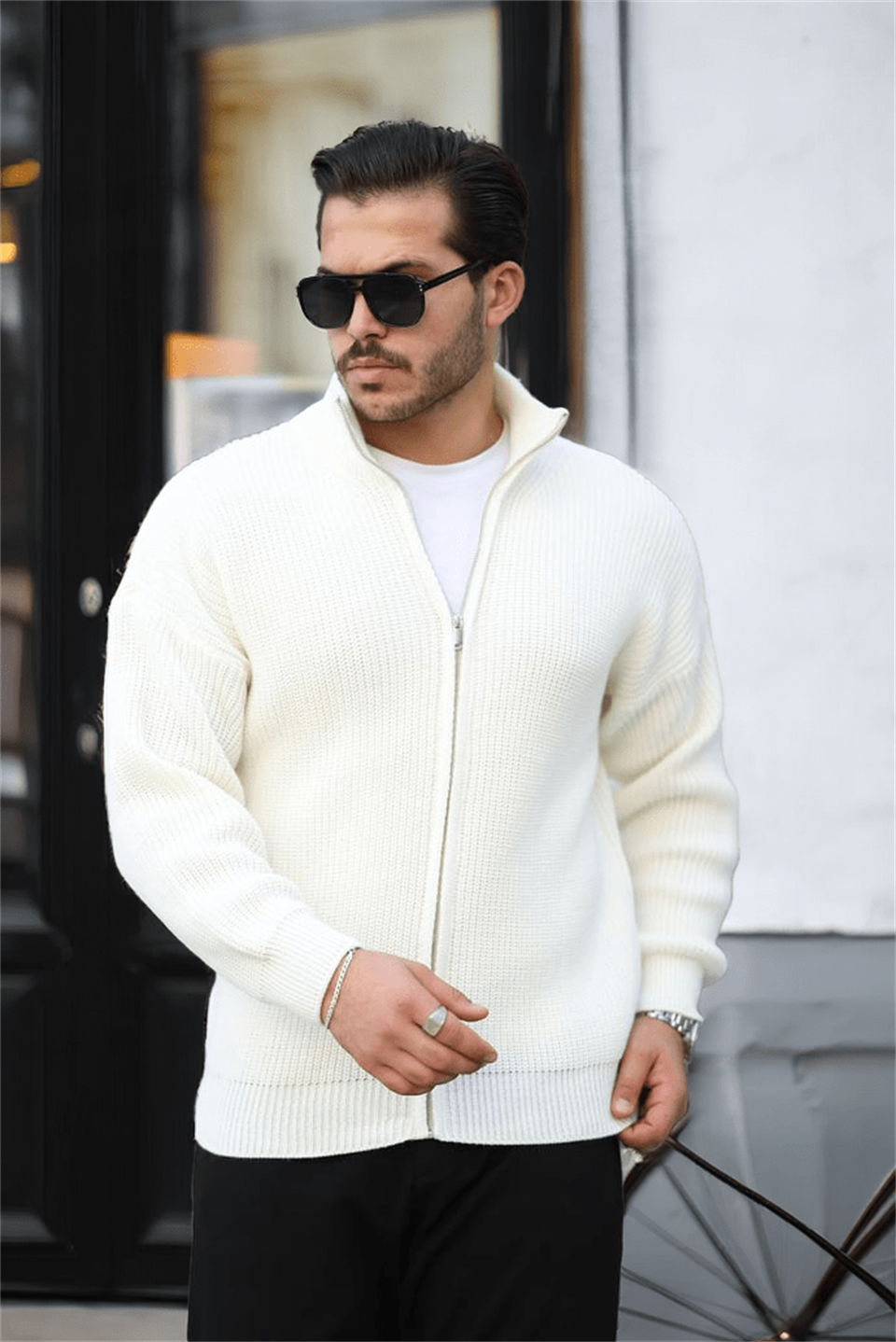 Gilet homme oversize zippé en maille Selanik