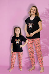 <tc>Ensemble de pyjama à manches courtes en viscose à motif Maman et Fille (vendu séparément)</tc>