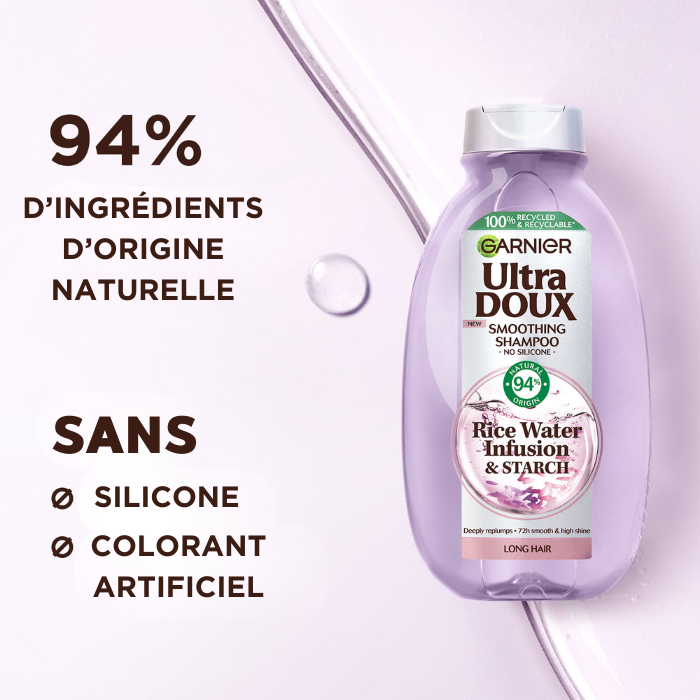بلسم  للنعومة واللمعان مع منقوع ماء الأرز من غارنييه أولترا ديو، سعة 200 مل.