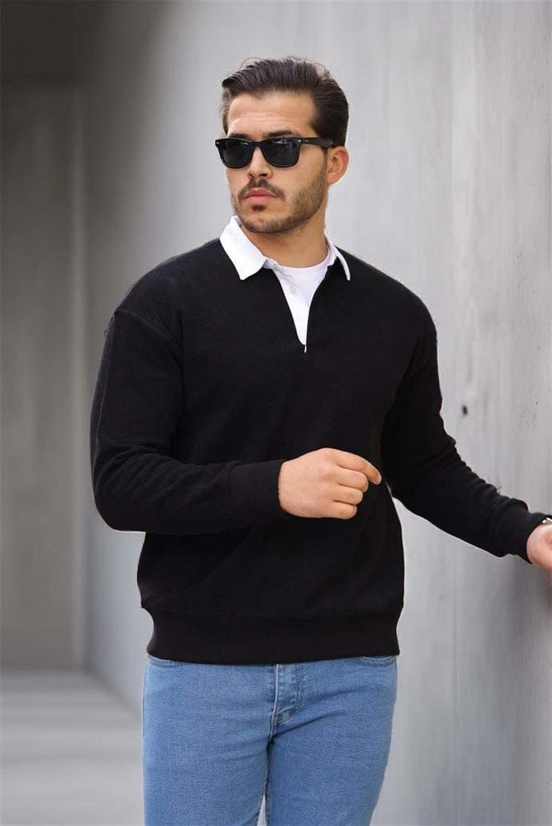 Sweat Homme Luis Col Polo en Maille Selanik