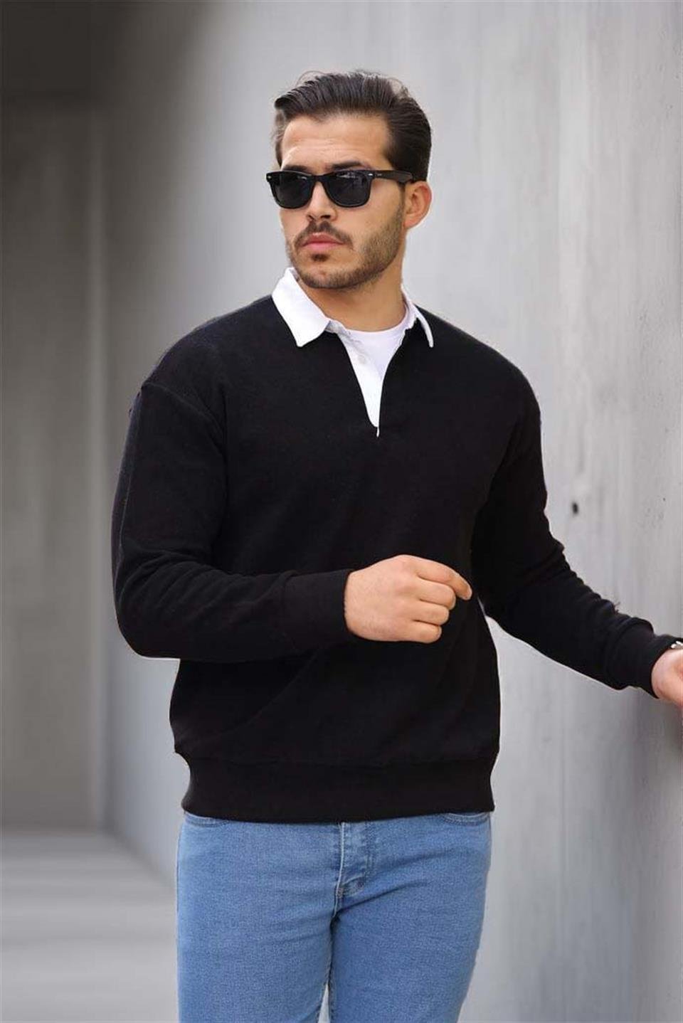 Sweat Homme Luis Col Polo en Maille Selanik