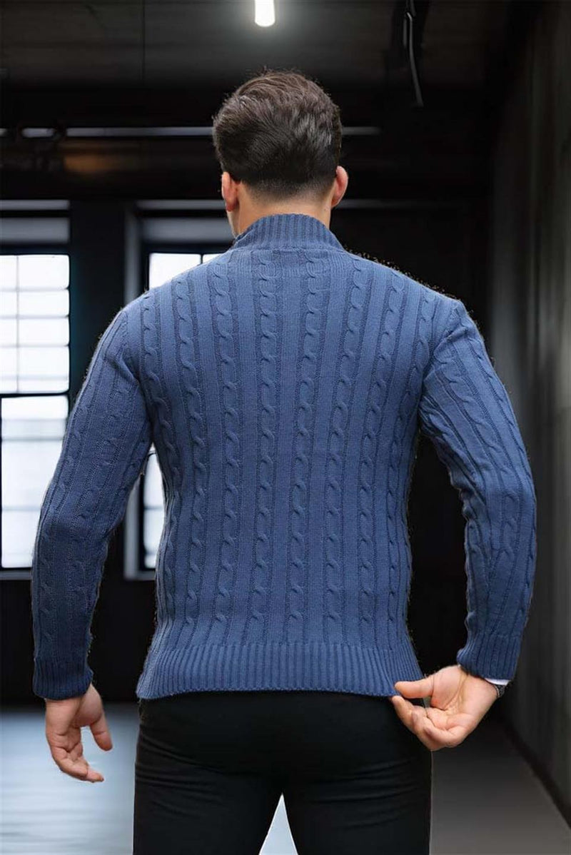 Pull Homme Bardem Maille Torsadée Demi-Zip
