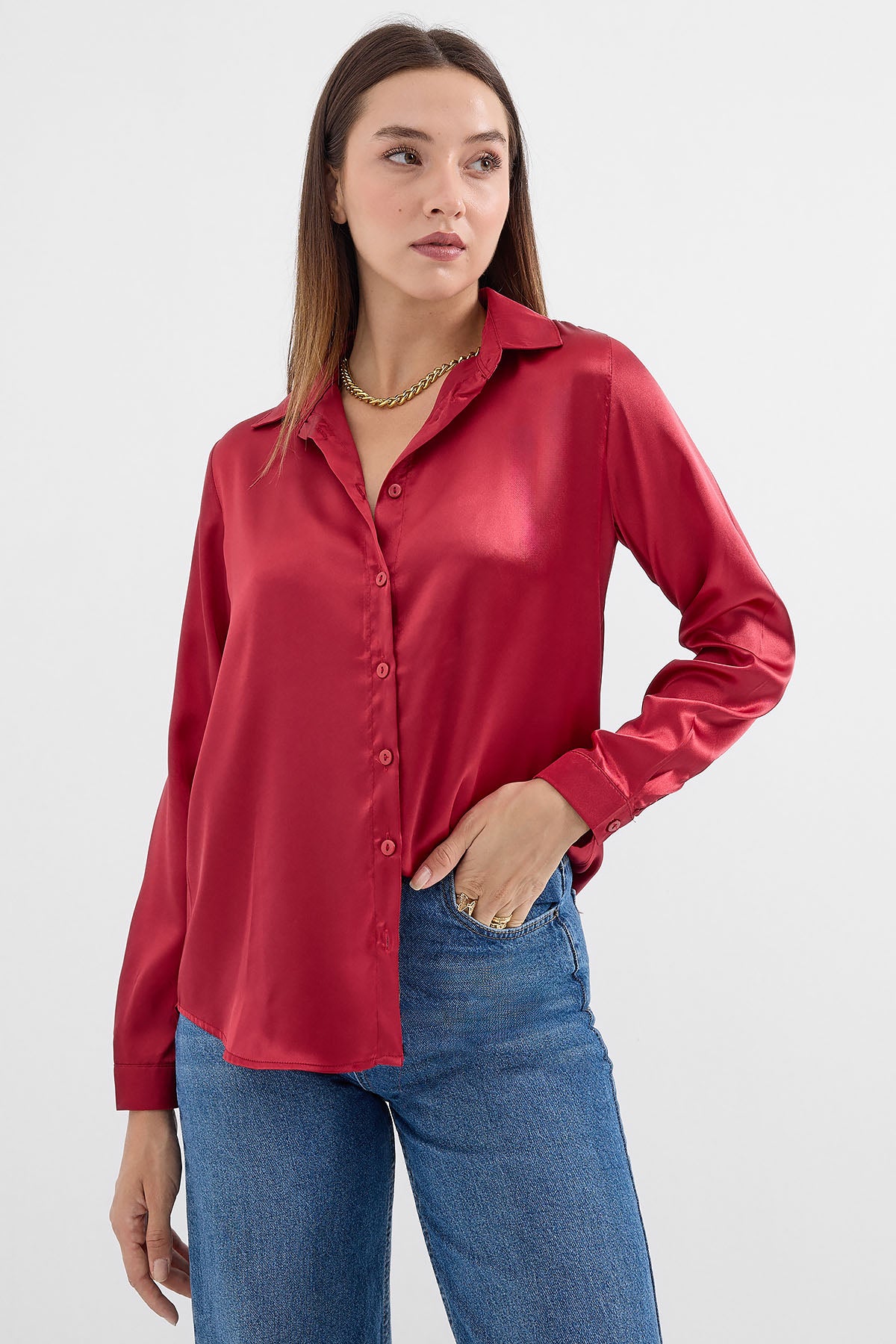 <tc>Chemise en satin légèrement drapée 3964</tc>