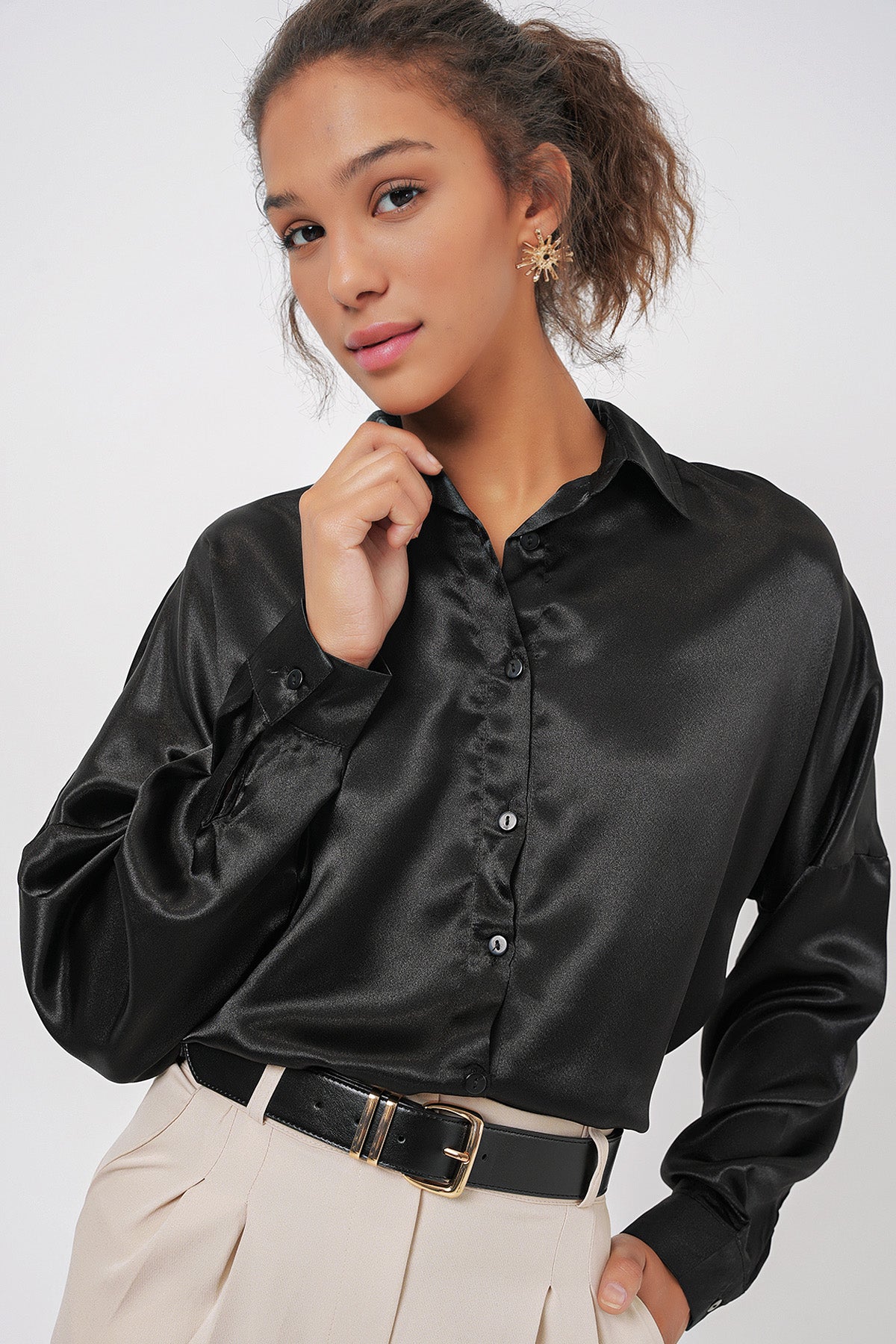 <tc>Chemise oversize en satin 3985</tc>