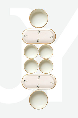 14 Parça 6 Kişilik D - Harma Stackable Kahvaltı Takımı Lüx Kahvaltılık Sunum Seti Tabağı - Justyol