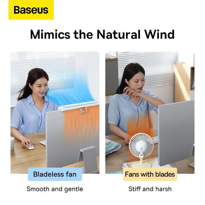 Baseus Mini Ventilateur USB de Bureau 2-en-1 Silencieux