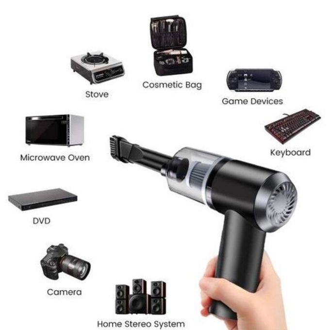 Mini Aspirateur Sans Fil 3-en-1 Voiture & Bureau - Souffleur & Aspirateur Portable Rechargeable USB - Noir
