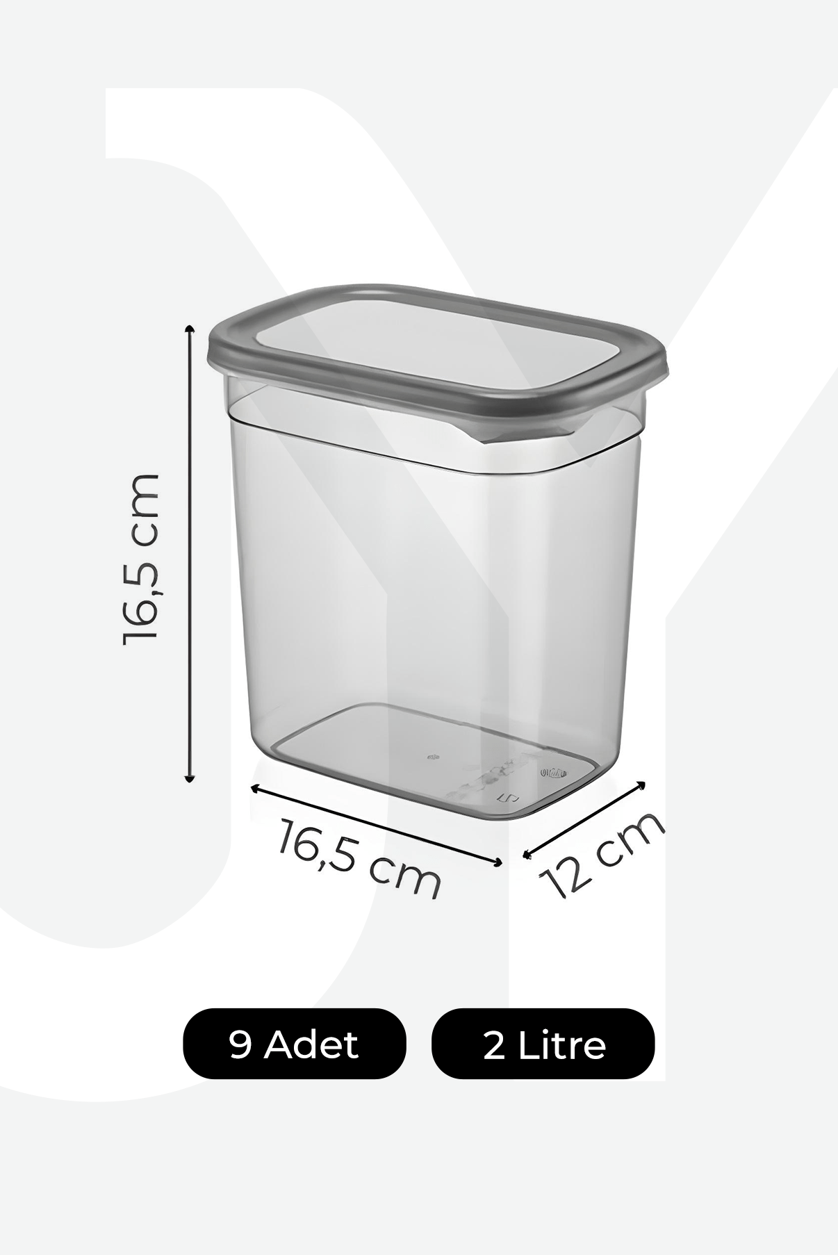 Set de boites de stockage rectangulaires antracite Moly - 2000 ml - Justyol