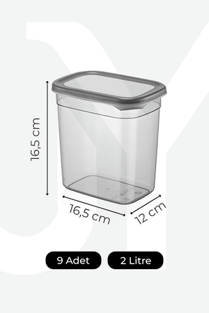 Set de boites de stockage rectangulaires antracite Moly - 2000 ml - Justyol