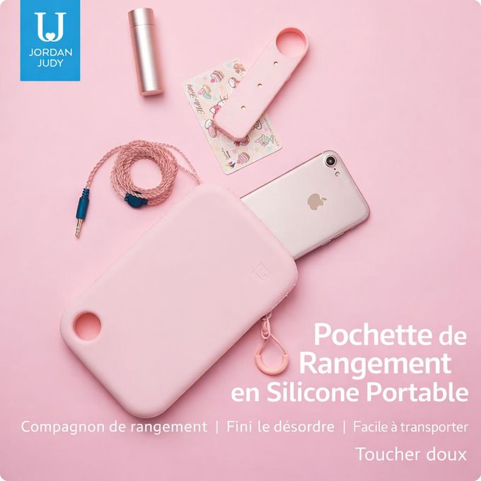 Pochette Silicone Portable – Étui de Rangement Compact avec Anneau d’Attache