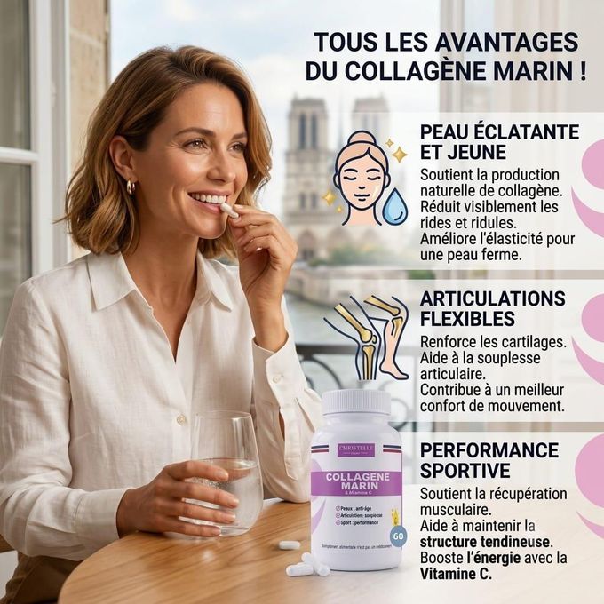 Collagène Marin & Vitamine C – Complément Alimentaire (60 Gélules)