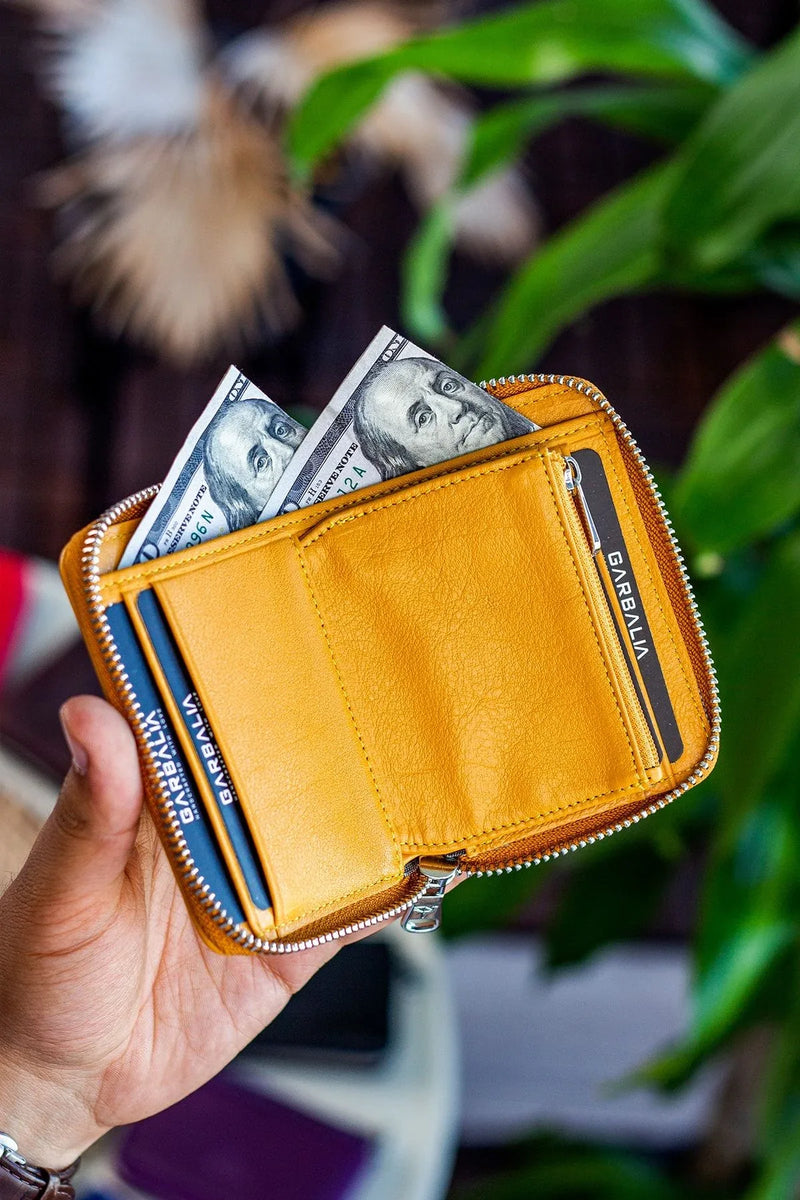 Portefeuille unisexe en cuir véritable Crazy Leather zippé avec porte-monnaie – Taba Sydney