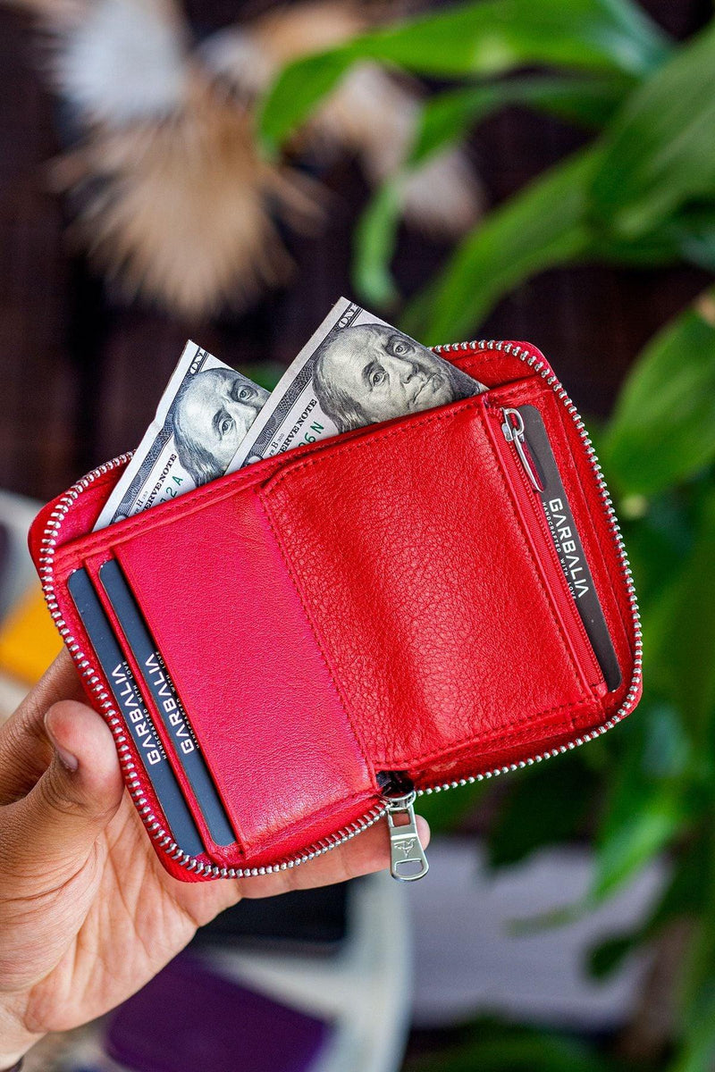 Portefeuille unisexe en cuir véritable Crazy Leather zippé avec porte-monnaie – Taba Sydney