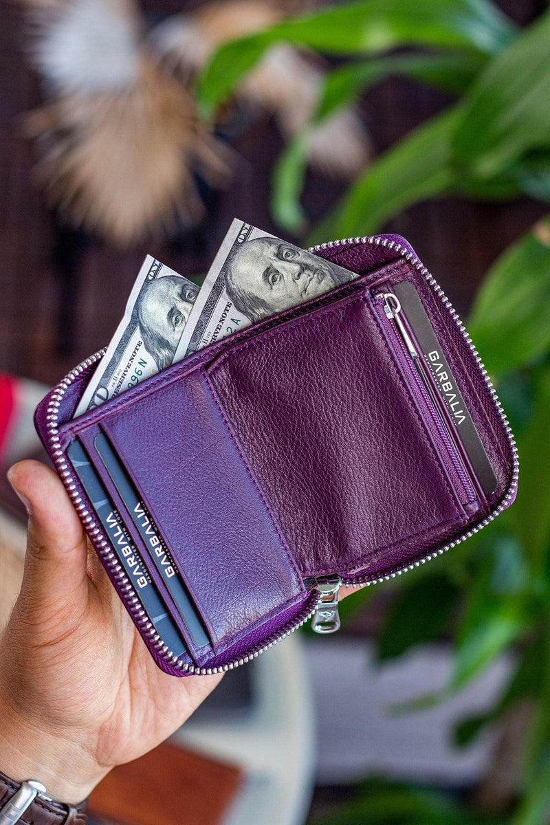 Portefeuille unisexe en cuir véritable Crazy Leather zippé avec porte-monnaie – Taba Sydney