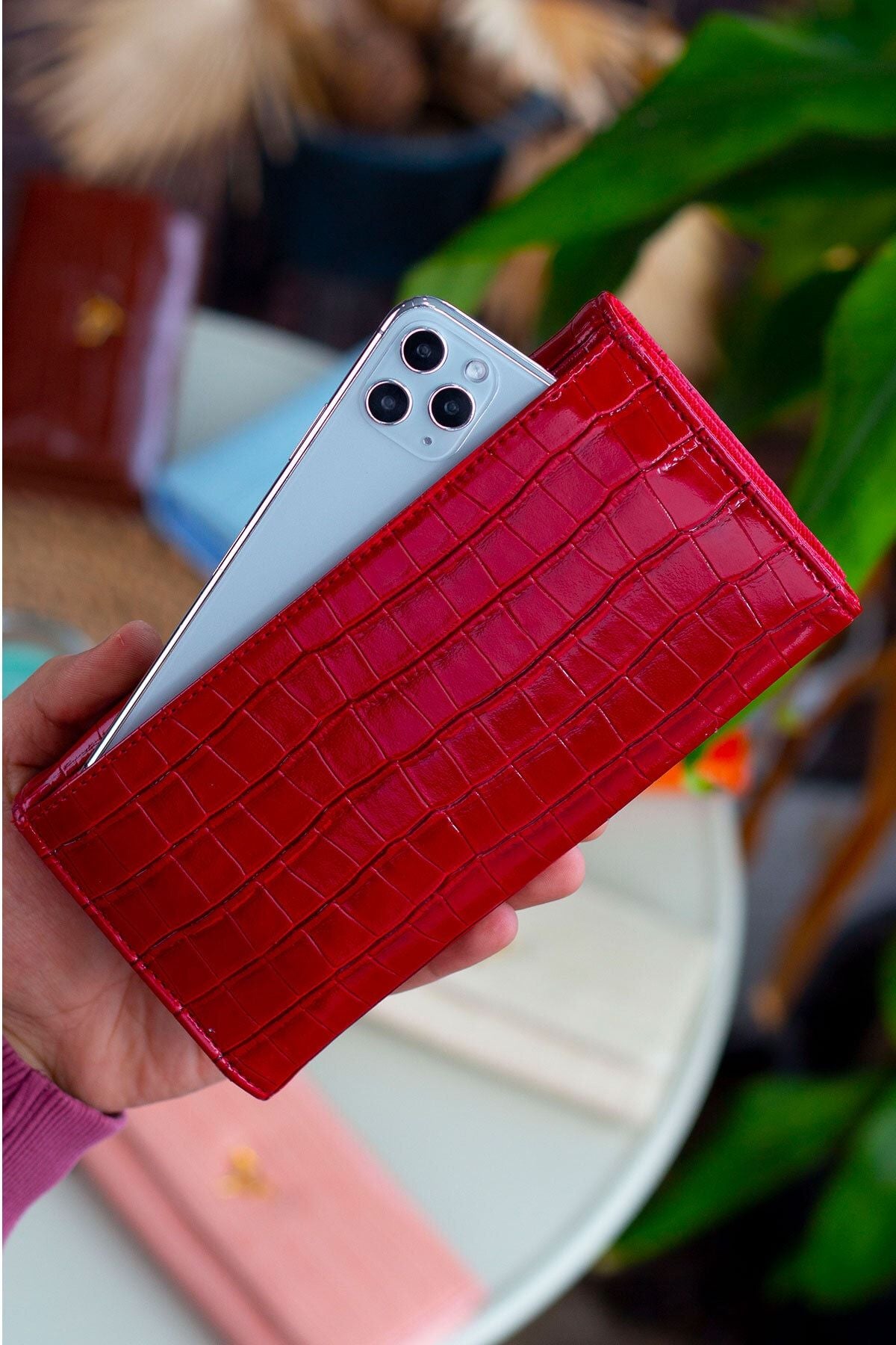 Lady Teknolojik Deri Kroko Desen Bol Kartlıklı Bozuk Para Bölmeli Şık Siyah Kadın Cüzdanı - Justyol