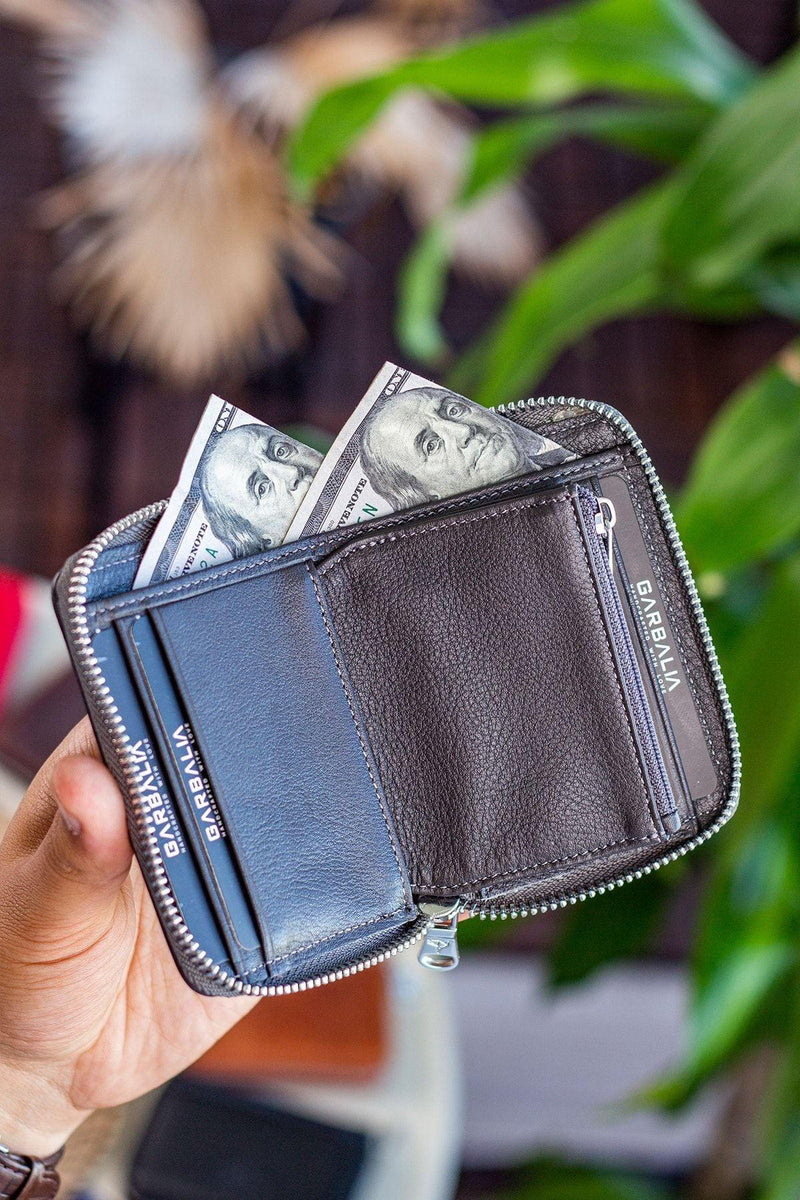 Portefeuille unisexe en cuir véritable Crazy Leather zippé avec porte-monnaie – Taba Sydney