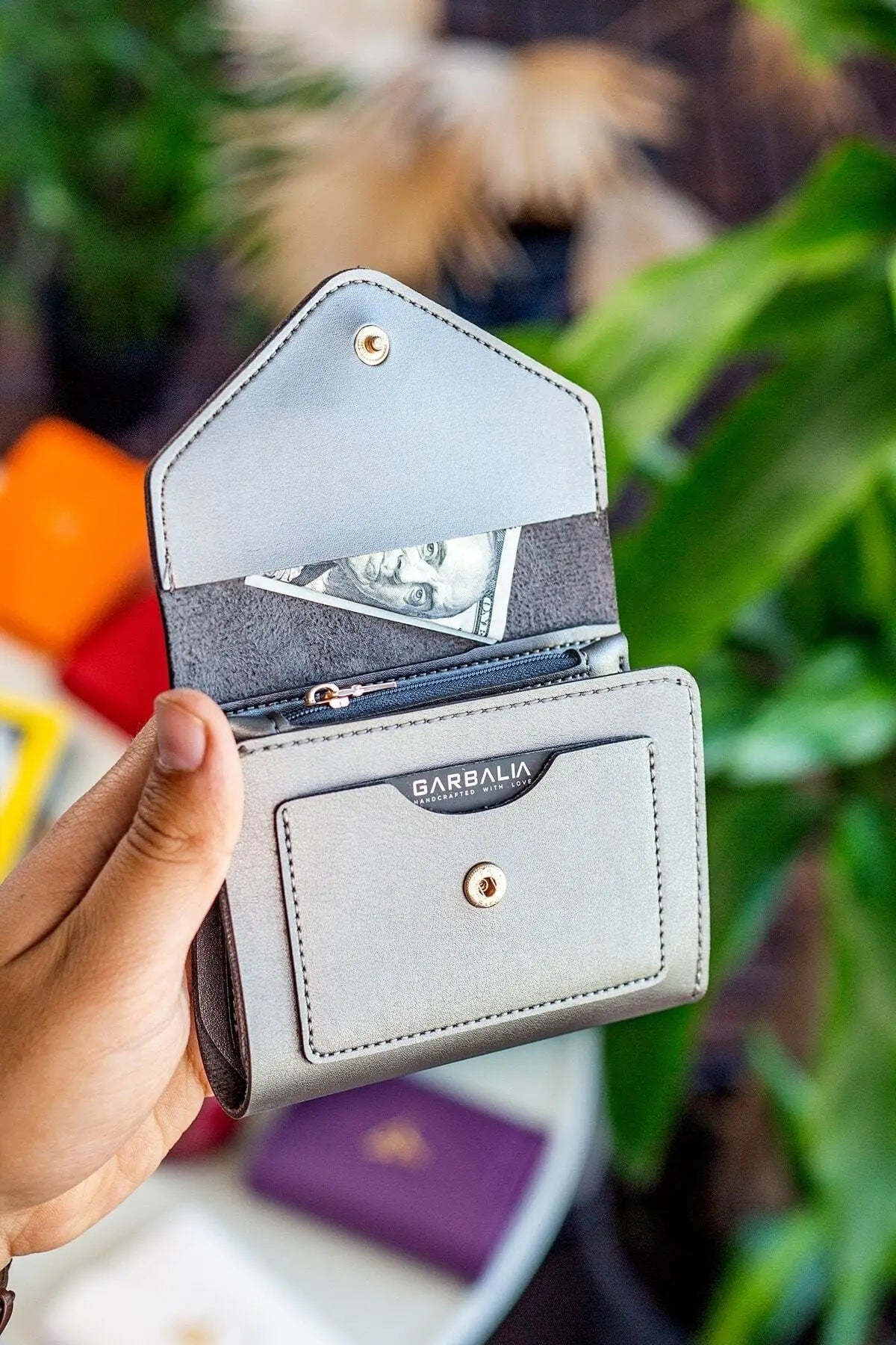 Columbia Vegan Deri Bozuk Para Gözlü Bol Kartlıklı Mini Mürdüm Kadın Cüzdanı - Justyol