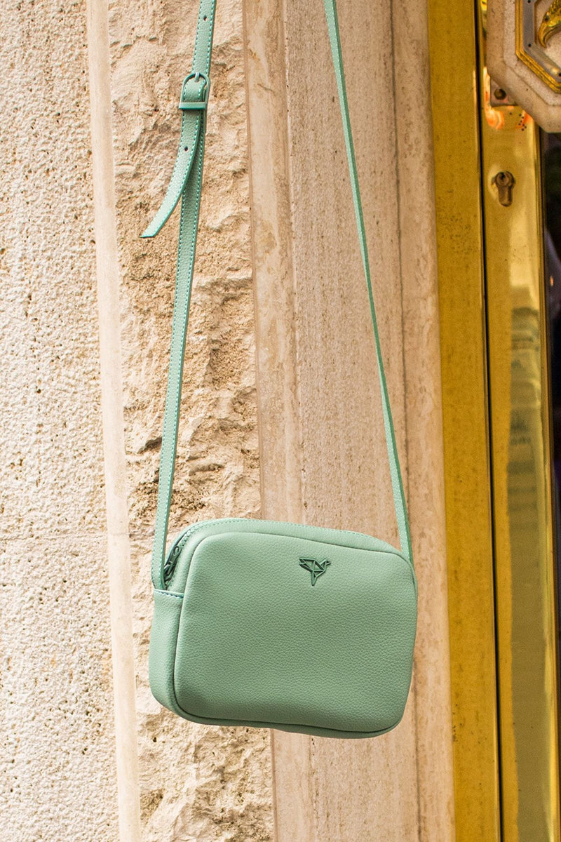 Mini sac femme vert menthe zippé avec bandoulière réglable – Liberty