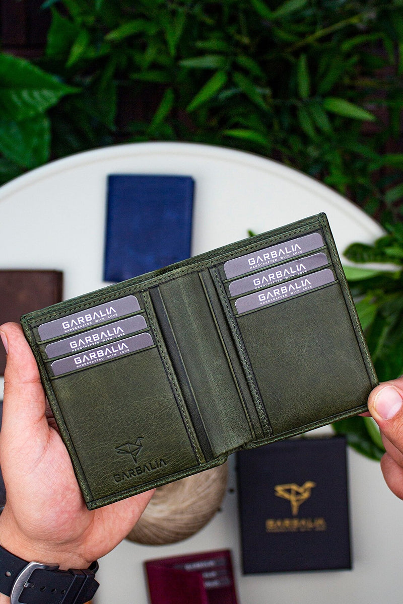 Porte-cartes en cuir véritable Crazy Leather vert – Utah