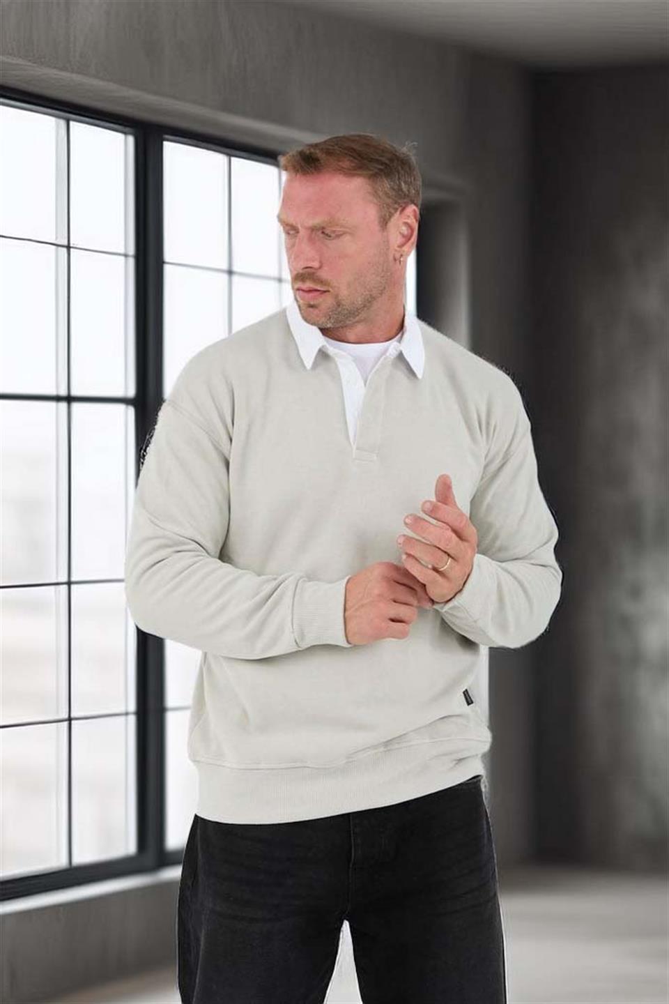 Sweat Homme Luis Col Polo en Maille Selanik