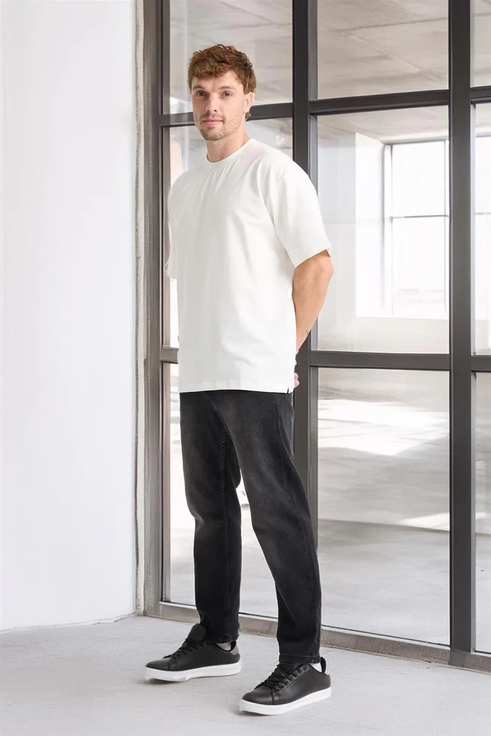 T-shirt homme oversize en coton col rond basique - Justyol