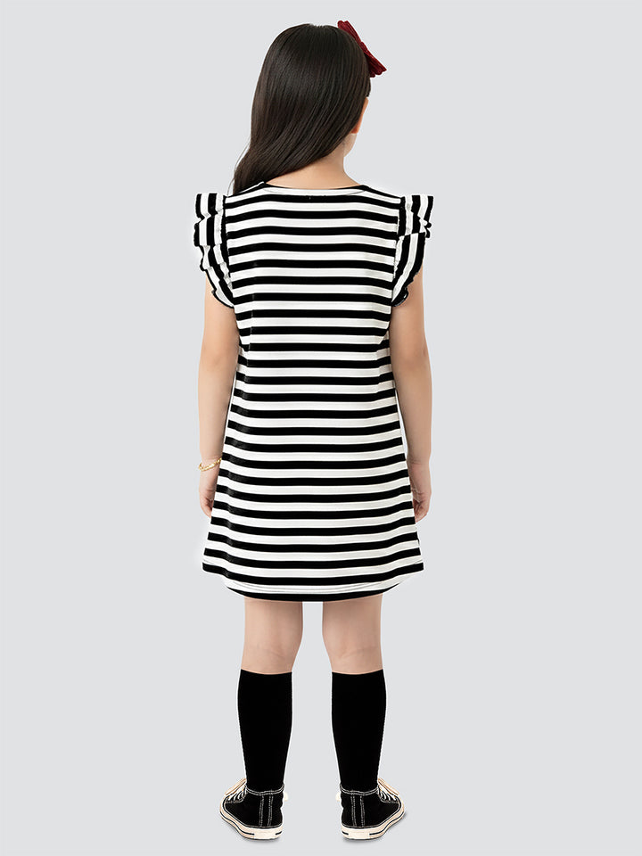 Robe Fille Rayée avec Poches Fleurs 3D – Robe Été Tendance et Confortable