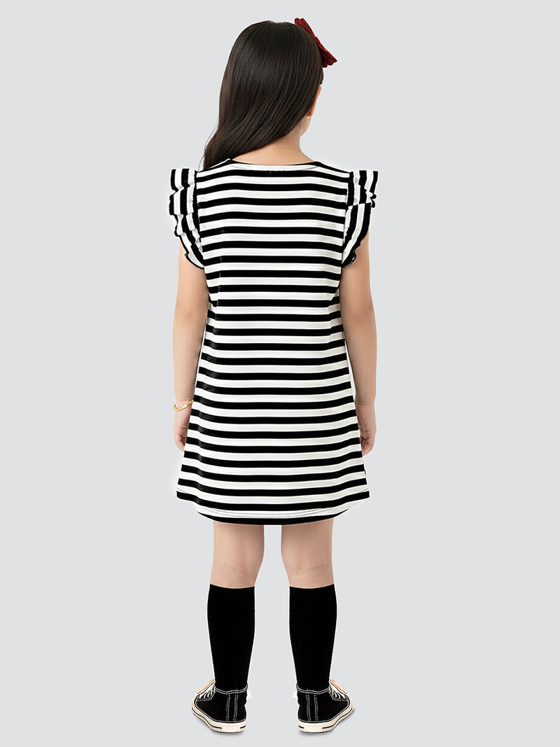 Robe Fille Rayée avec Poches Fleurs 3D – Robe Été Tendance et Confortable