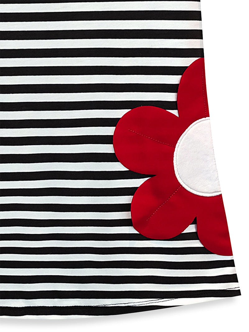Robe Fille Rayée avec Poches Fleurs 3D – Robe Été Tendance et Confortable