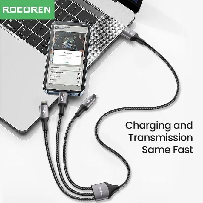 Câble de charge 3 en 1 ROCOREN - 3.5A - 1.2m