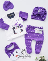 <tc>Ensemble de 5 Bodies Kiss You Pingouin avec Bonnet - VIOLET</tc>