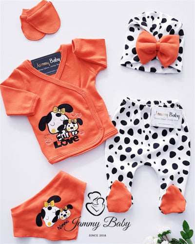 <tc>Ensemble de 5 Bodies Love Dalmatien - ORANGE</tc>