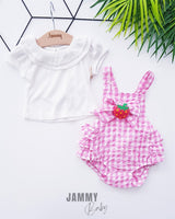 darlene strawberry romper set