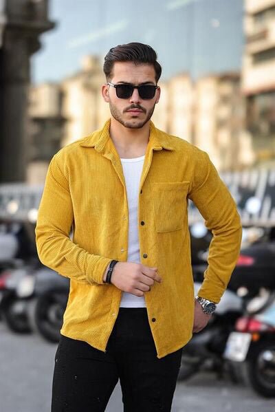 Tek Cepli Kadife Çıtçıtlı Gömlek - Justyol