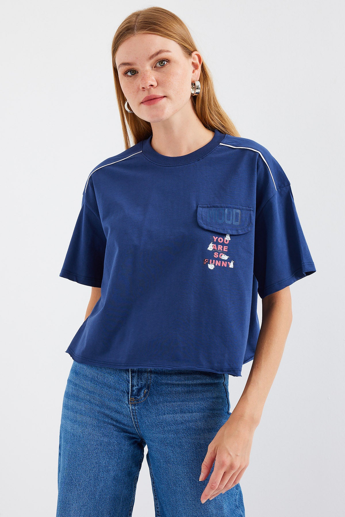 4321 cep detayli oversize t-shirt