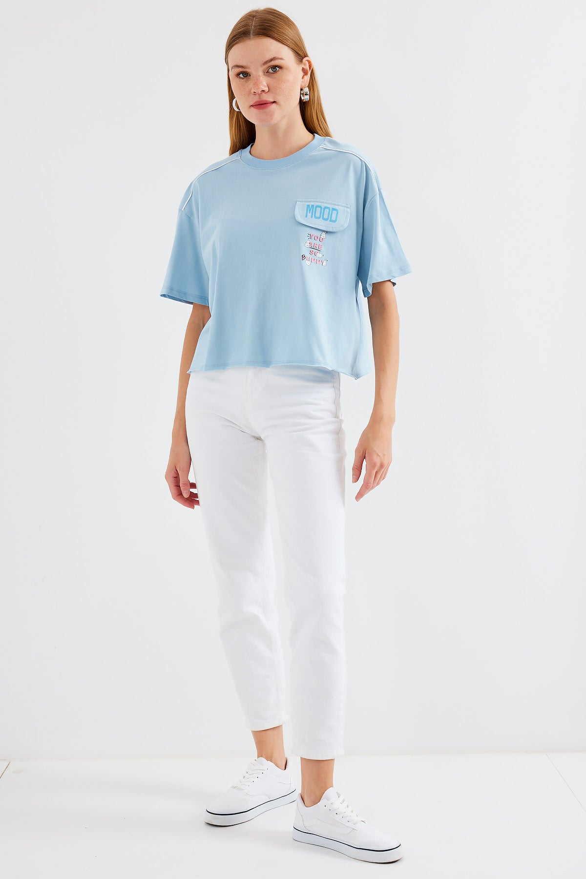 4321 cep detayli oversize t-shirt