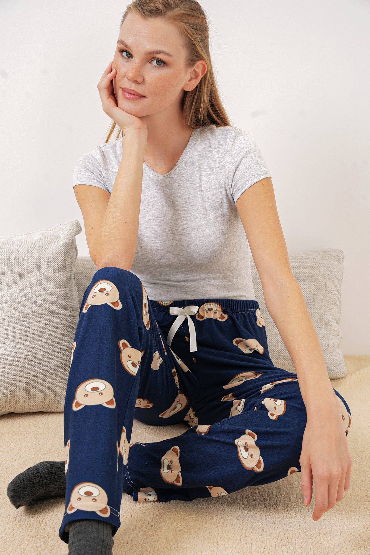 4323 desenli pijama alti