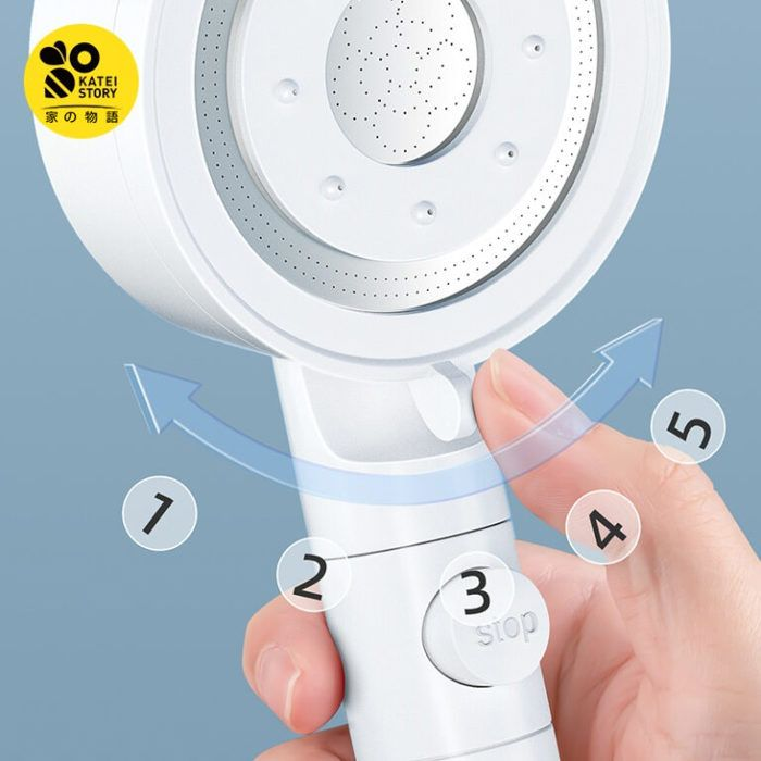 Pommeau de Douche Haute Pression 5 Modes avec Filtre Anti-Calcaire et Bouton d'Arrêt