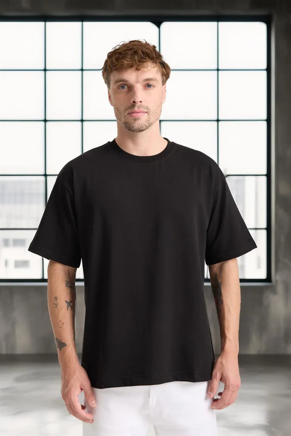 T-shirt homme oversize en coton col rond basique - Justyol