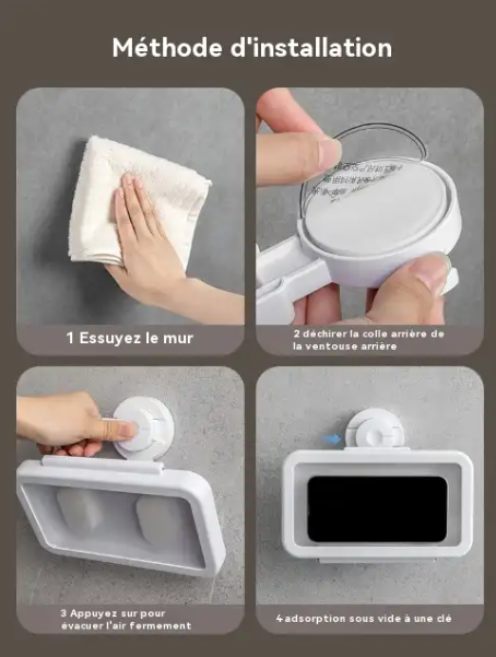 Support Téléphone Mural Étanche 360° pour Douche et Cuisine