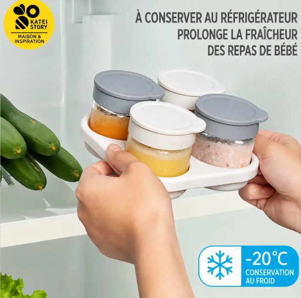 Lot de Pots de Conservation Alimentaire en Verre 120ml avec Couvercle – Boîtes de Conservation pour Bébé et Aliments