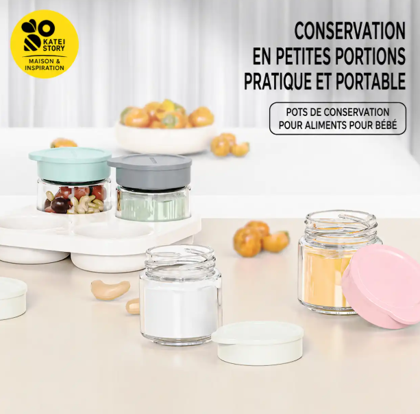 Lot de Pots de Conservation Alimentaire en Verre 120ml avec Couvercle – Boîtes de Conservation pour Bébé et Aliments