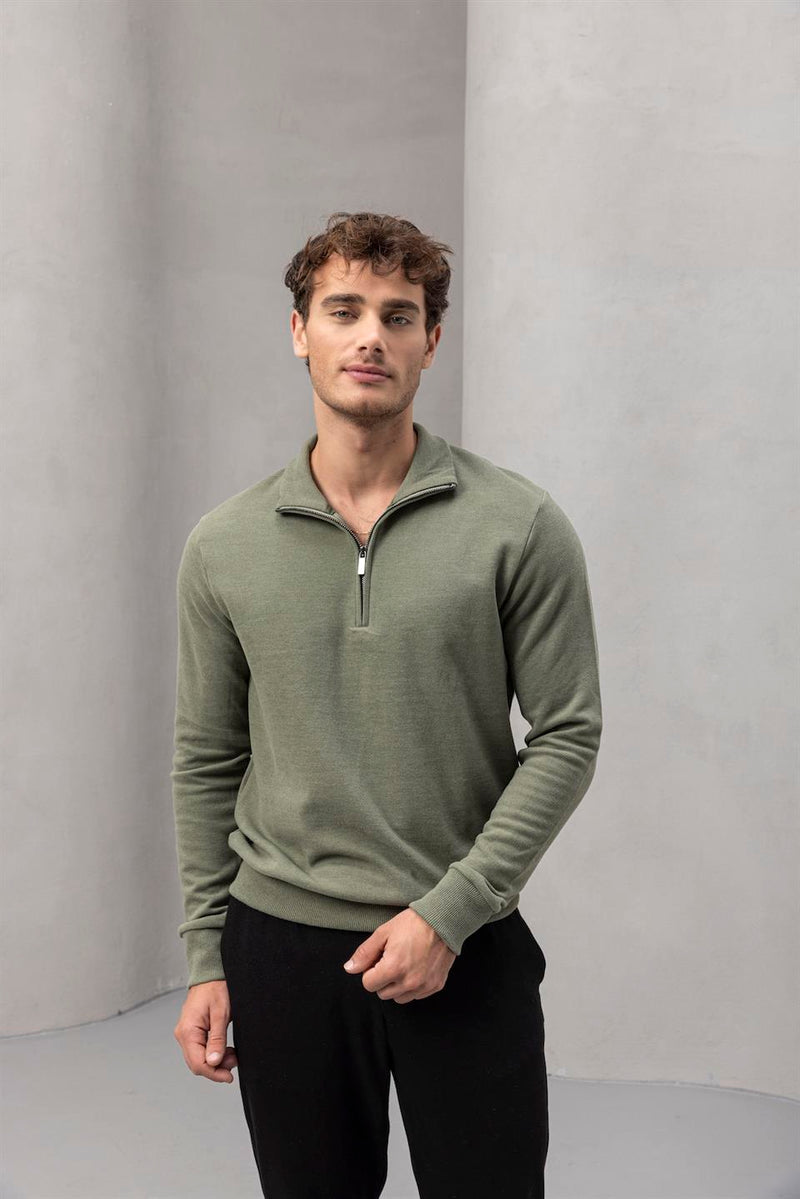 Sweat Homme Lars Col Zippé en Maille Selanik