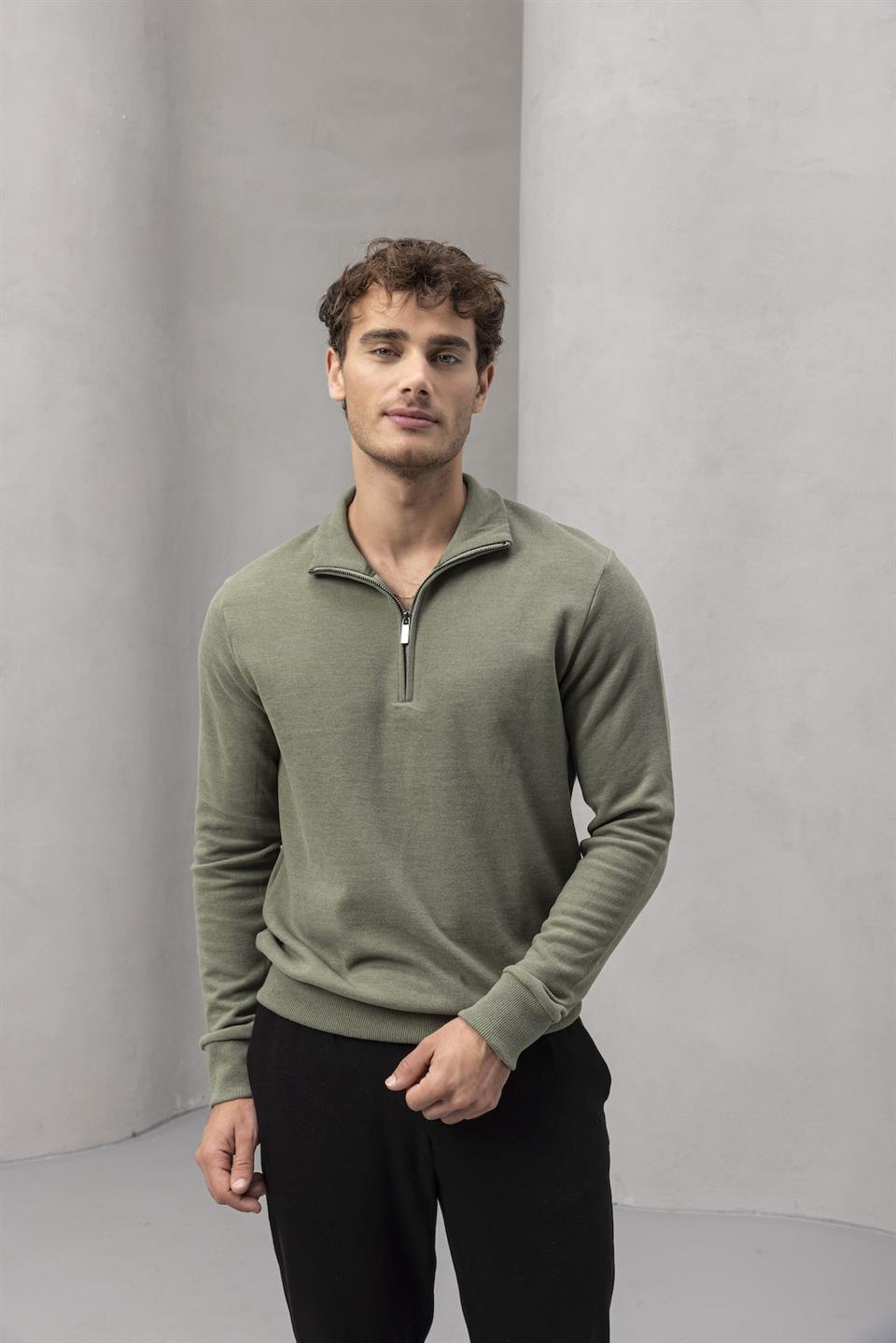 Sweat Homme Lars Col Zippé en Maille Selanik