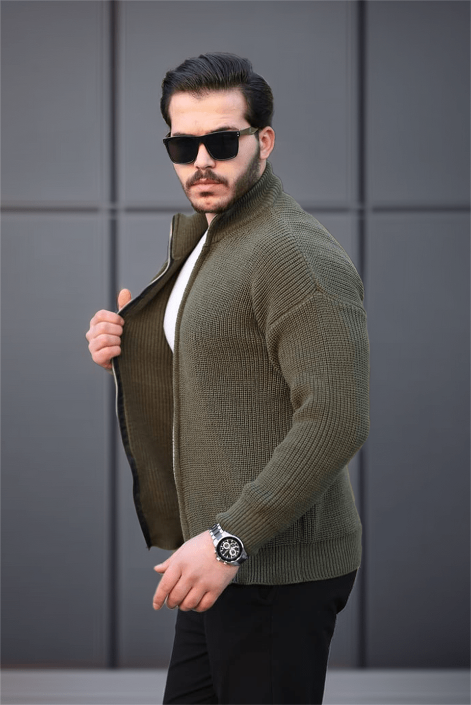 Gilet homme oversize zippé en maille Selanik