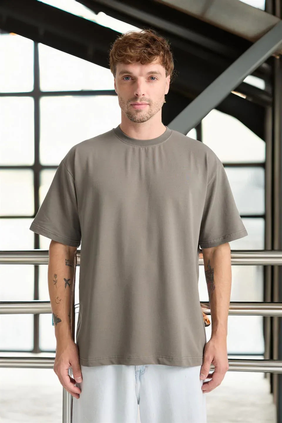 T-shirt homme oversize en coton col rond basique - Justyol