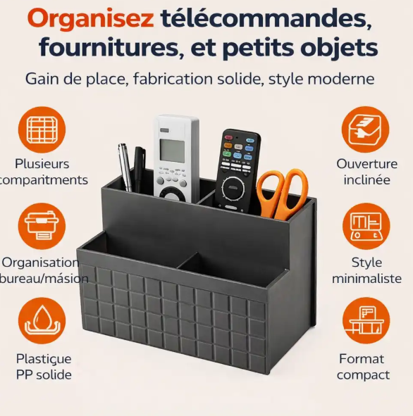 Organisateur de bureau multifonction KATEI STORY – Rangement pour accessoires et télécommandes