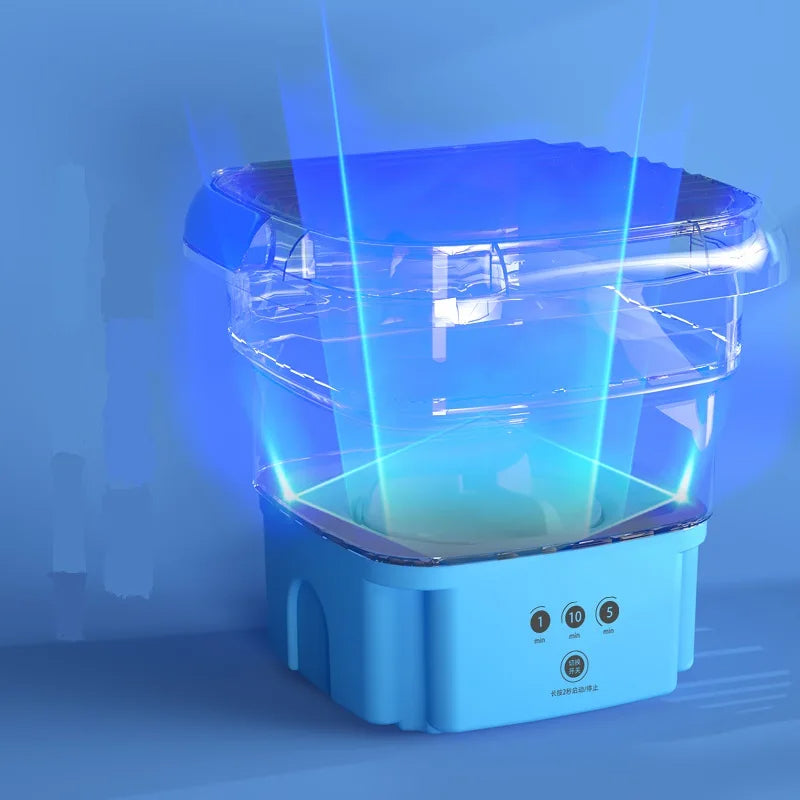 Mini Machine à Laver Portable Pliable avec Panier d’Essorage – Idéale pour Sous-vêtements et Vêtements Bébé