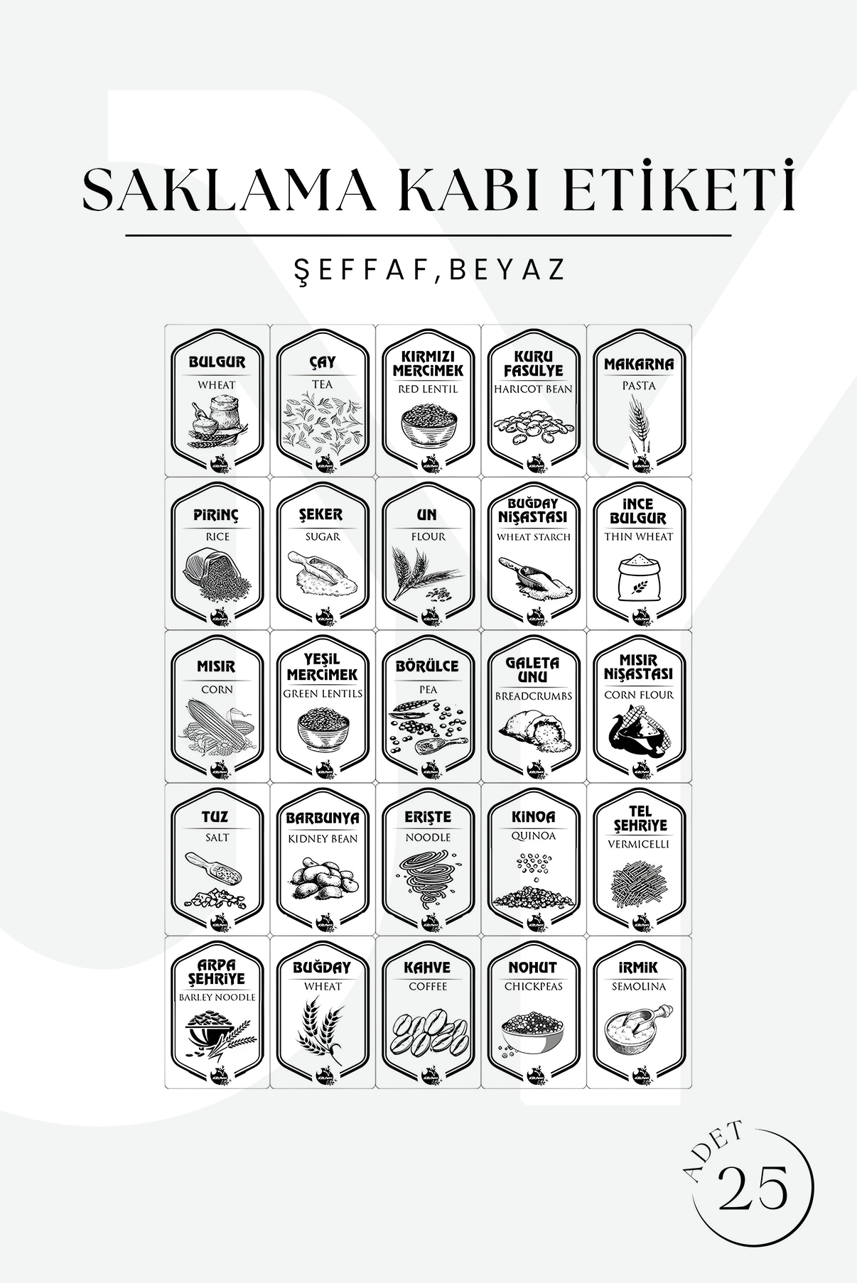 6'lı Etiketli Moly Dikdörtgen Saklama Kabı Seti 1300ml Kapaklı Kahvaltılık - Çoklu Set Yapılabilen JHome